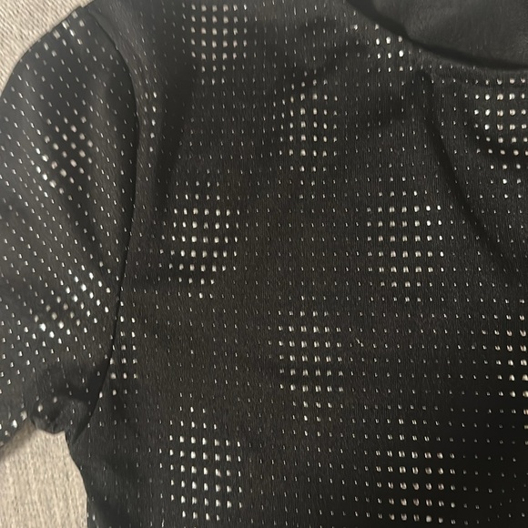 Black Patterned Party Top with Rhinestones - Picture 2 of 2